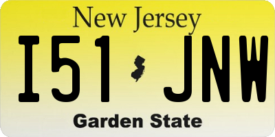 NJ license plate I51JNW
