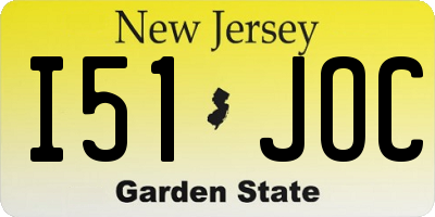 NJ license plate I51JOC