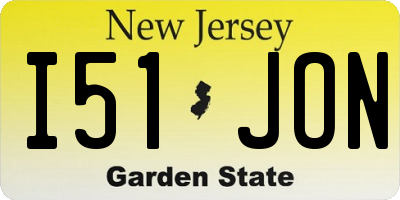 NJ license plate I51JON