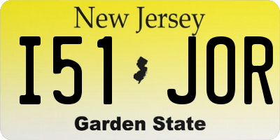 NJ license plate I51JOR
