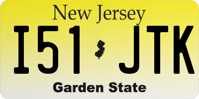 NJ license plate I51JTK