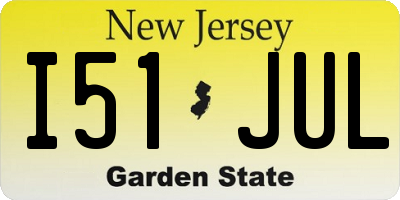 NJ license plate I51JUL