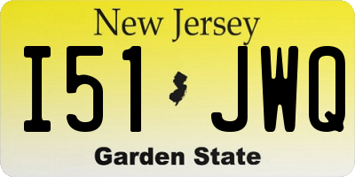 NJ license plate I51JWQ