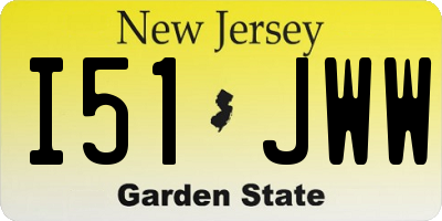 NJ license plate I51JWW