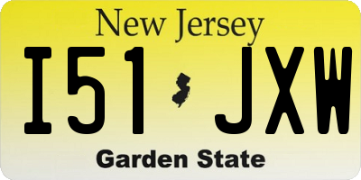 NJ license plate I51JXW