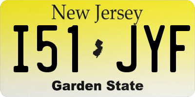 NJ license plate I51JYF