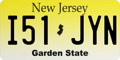 NJ license plate I51JYN