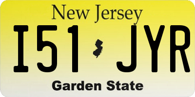 NJ license plate I51JYR