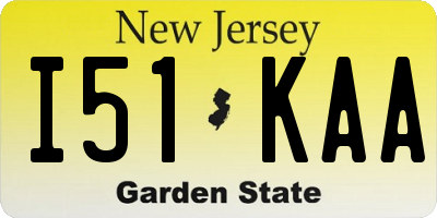 NJ license plate I51KAA