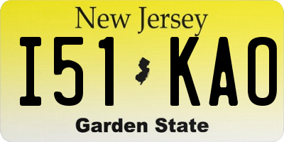 NJ license plate I51KAO