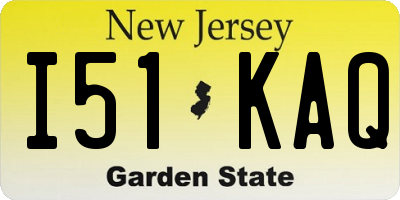 NJ license plate I51KAQ