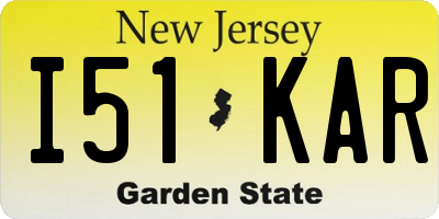 NJ license plate I51KAR