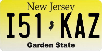 NJ license plate I51KAZ