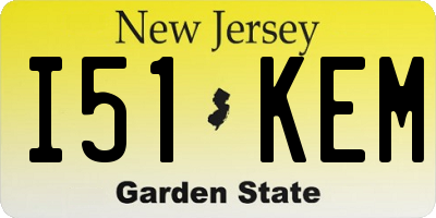 NJ license plate I51KEM