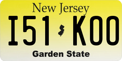 NJ license plate I51KOO