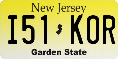 NJ license plate I51KOR