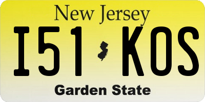 NJ license plate I51KOS