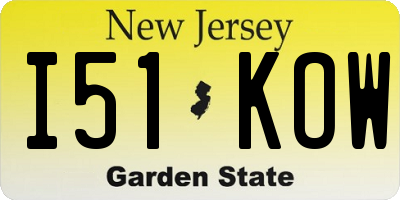 NJ license plate I51KOW