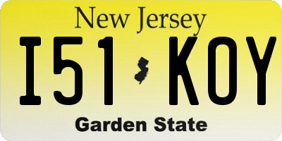 NJ license plate I51KOY