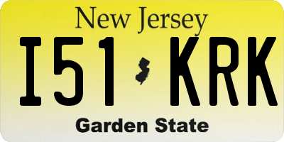 NJ license plate I51KRK