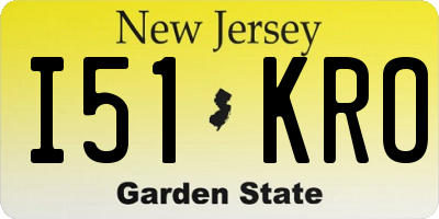 NJ license plate I51KRO