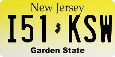 NJ license plate I51KSW