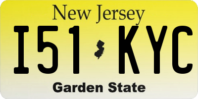 NJ license plate I51KYC