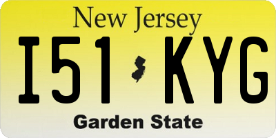 NJ license plate I51KYG