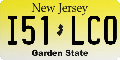 NJ license plate I51LCO