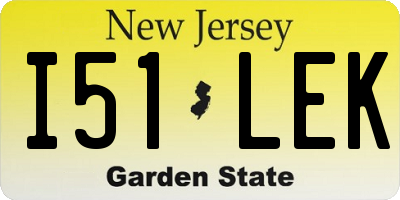 NJ license plate I51LEK