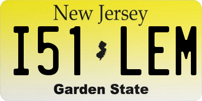 NJ license plate I51LEM