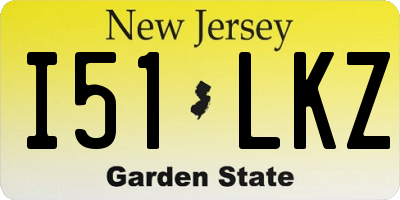 NJ license plate I51LKZ