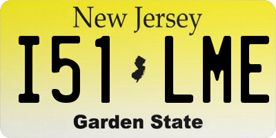NJ license plate I51LME