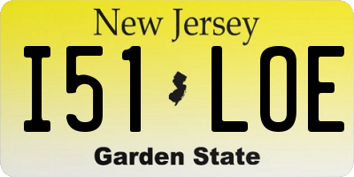 NJ license plate I51LOE