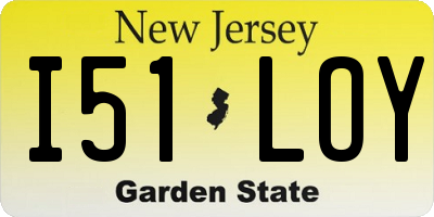 NJ license plate I51LOY
