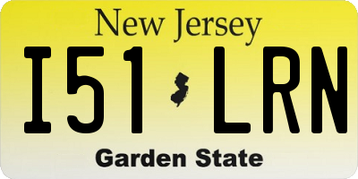 NJ license plate I51LRN