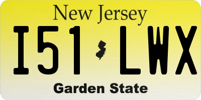 NJ license plate I51LWX