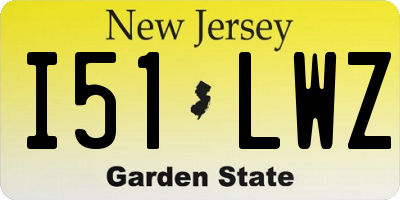 NJ license plate I51LWZ