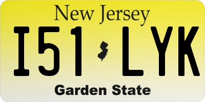 NJ license plate I51LYK