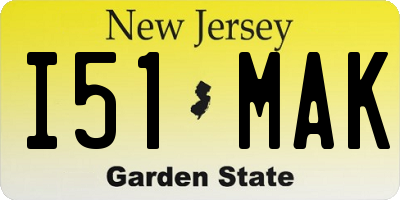 NJ license plate I51MAK