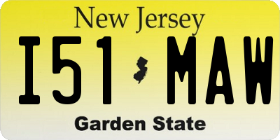 NJ license plate I51MAW