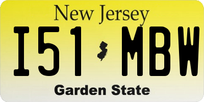 NJ license plate I51MBW