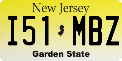 NJ license plate I51MBZ
