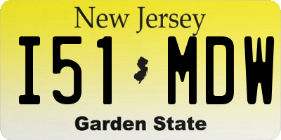NJ license plate I51MDW