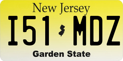 NJ license plate I51MDZ