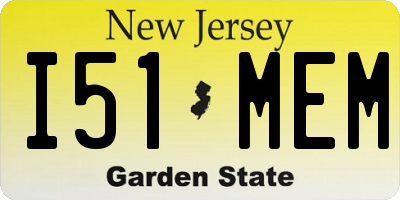 NJ license plate I51MEM