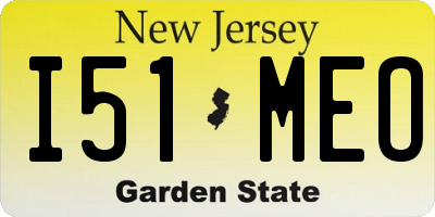 NJ license plate I51MEO