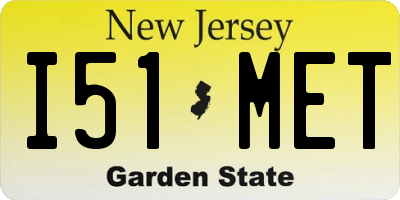 NJ license plate I51MET