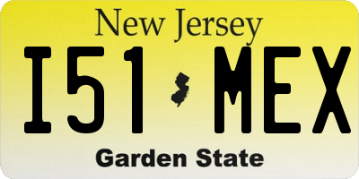 NJ license plate I51MEX