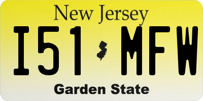 NJ license plate I51MFW